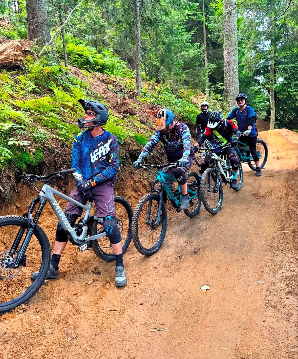 Mountain biker riding downhill in Poiana Brasov Trails and Postavaru Bike Park