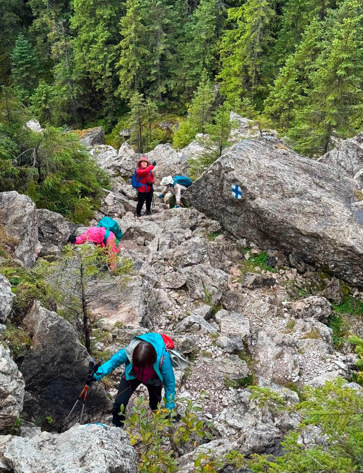 Hiking group on mountain ridge