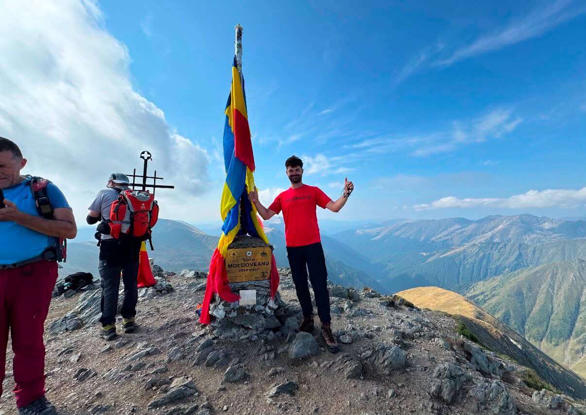 Hiking trail signpost in Romania